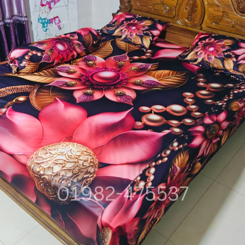 B11 Stylish 3d Bed + Pillow Cover (Premium Quality ১১০০+ গ্রাম গ্যারান্টি)